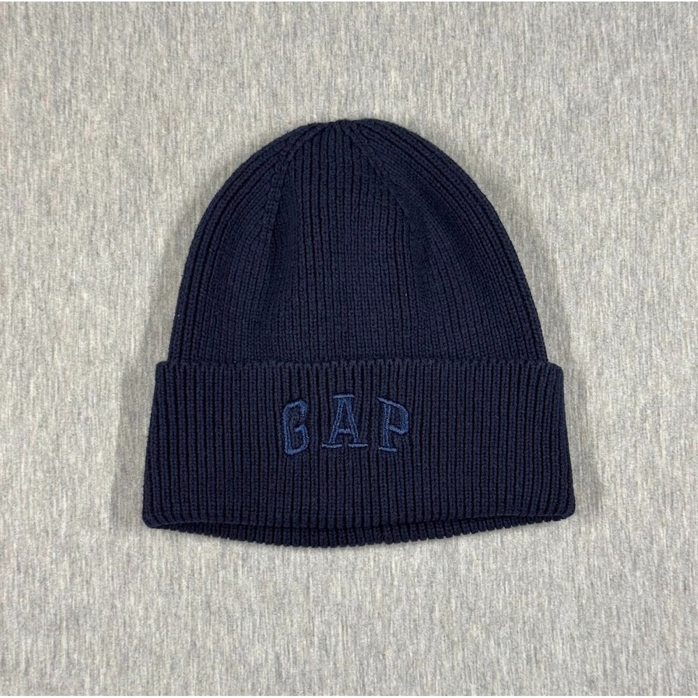 GAP Navy Blue‎ Ribbed Knit Beanie Hat One Size Organic Cotton